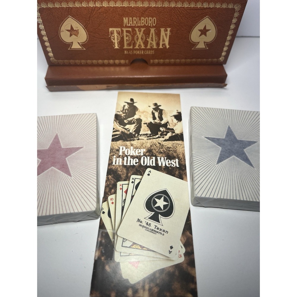 Vintage Marlboro Texan No. 45 Star Poker Cards‎ New Wrapped 1984 Set Red Blue